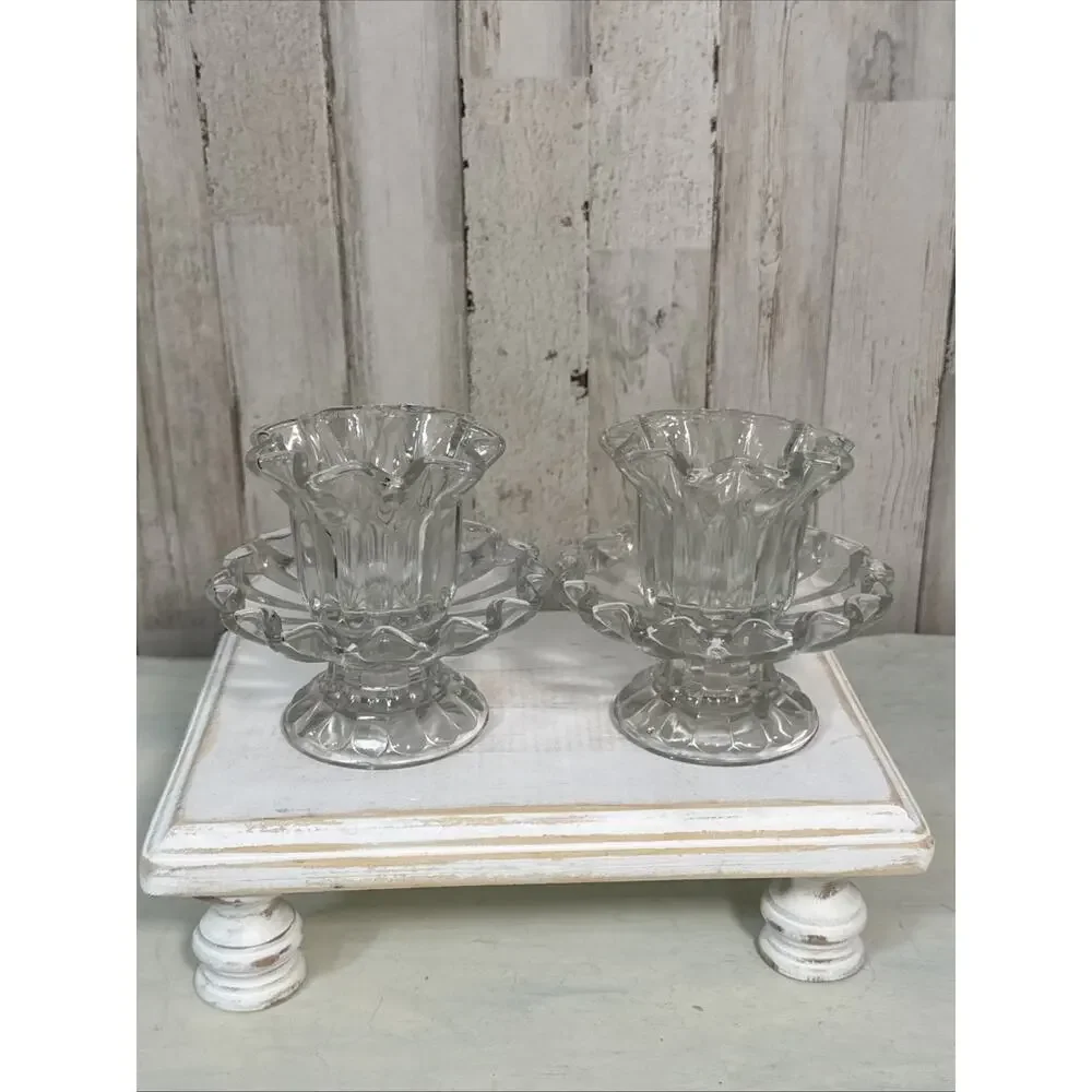 Vintage Partylite Chantilly Crystal Votive Candle Holder Pair P0315 New With Box